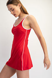Baseline Contrast Trim Athletic Dress in True Red White, photo 5