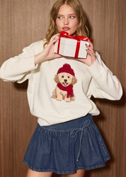 Baxter Holiday Puppy Knit Sweater in White — product photo 02