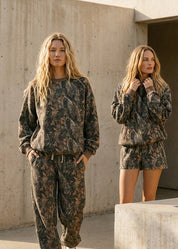 Bayou Dark Woodland Camo Cloud Fleece Crew Neck Sweatshirt - Westly