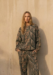 Bayou Dark Woodland Camo Cloud Fleece Crew Neck Sweatshirt - Westly