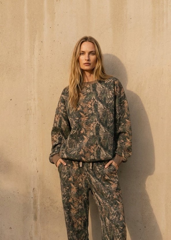 Bayou Dark Woodland Camo Cloud Fleece Crew Neck Sweatshirt - Westly