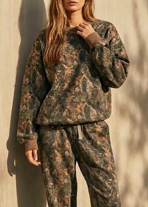 Bayou Dark Woodland Camo Cloud Fleece Crew Neck Sweatshirt - Westly
