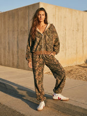 Bayou Dark Woodland Camo Cloud Fleece Oversized Zip - Up Hoodie - Westly