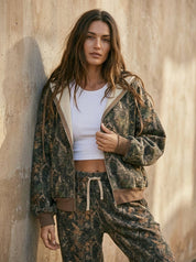 Bayou Dark Woodland Camo Cloud Fleece Oversized Zip - Up Hoodie - Westly