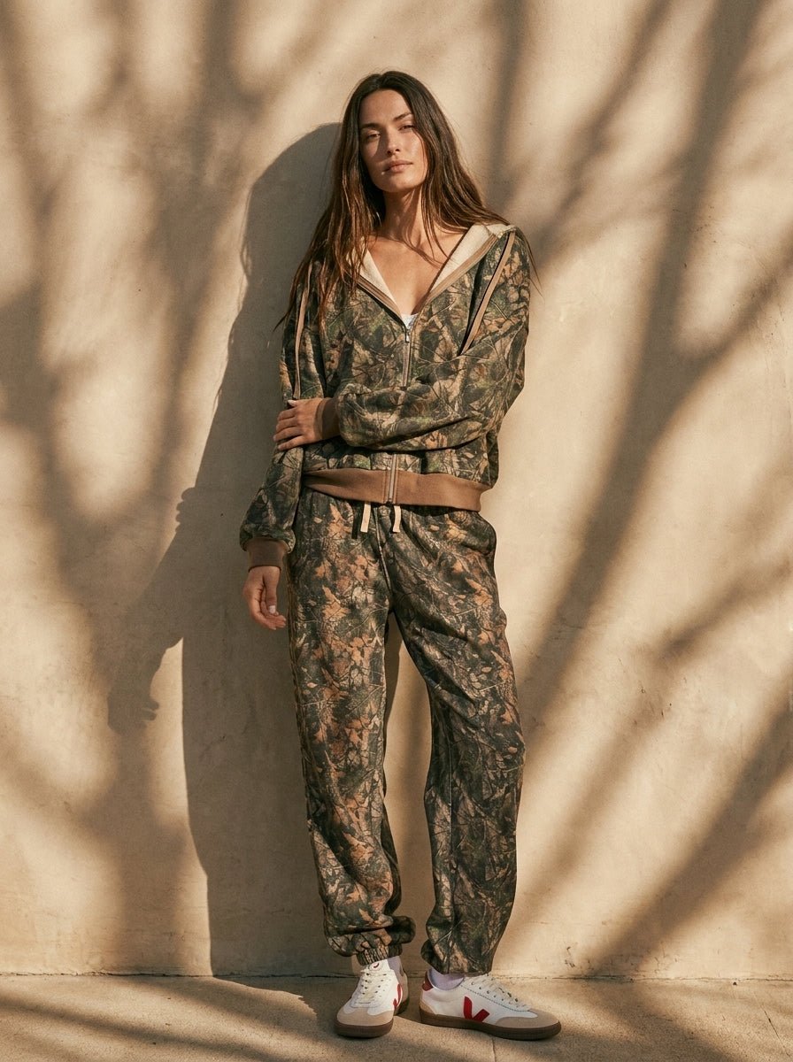 Bayou Dark Woodland Camo Cloud Fleece Oversized Zip - Up Hoodie - Westly
