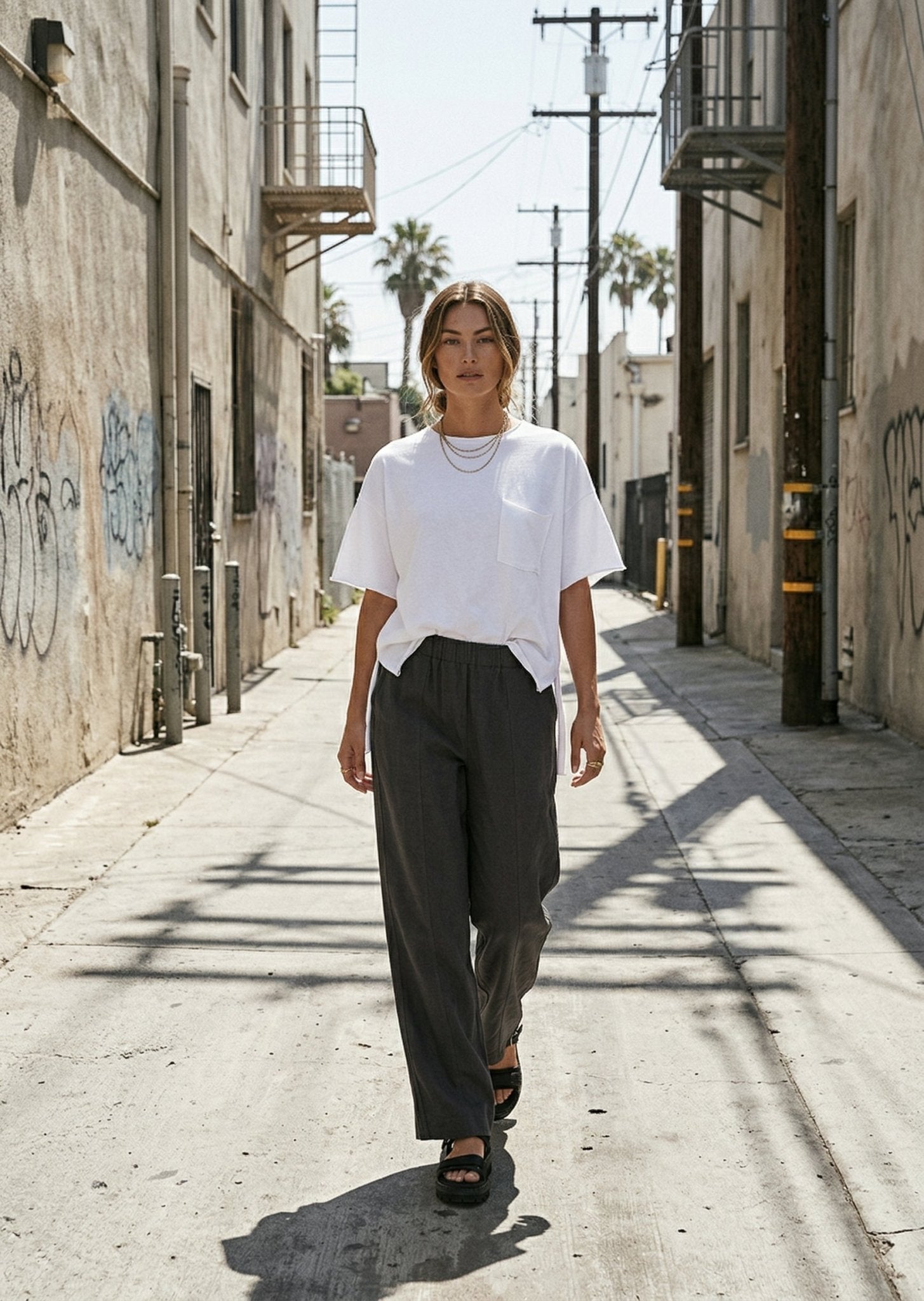 Bayside Oversized Split Hem Pocket Tee - Westly