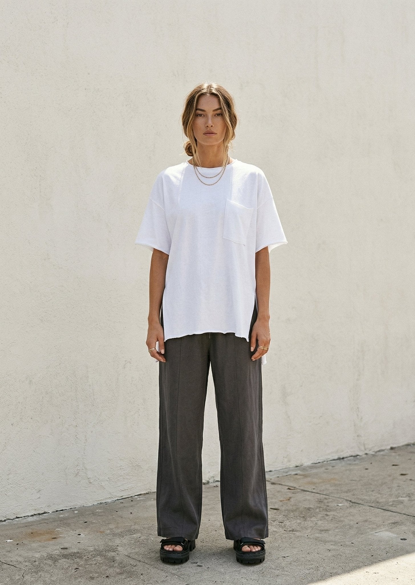 Bayside Oversized Split Hem Pocket Tee - Westly