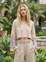 Bella Patchwork Bell - Sleeve Crop Top - Westly
