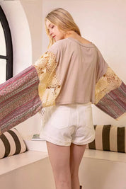 Bella Patchwork Bell - Sleeve Crop Top - Westly