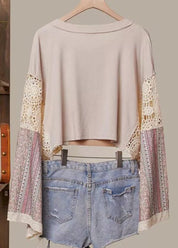 Bella Patchwork Bell - Sleeve Crop Top - Westly
