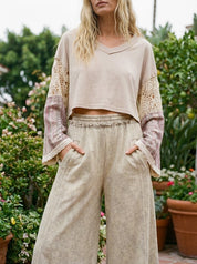 Bella Patchwork Bell - Sleeve Crop Top - Westly