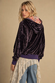 Belladonna Ruched Velvet Zip Hoodie - Westly