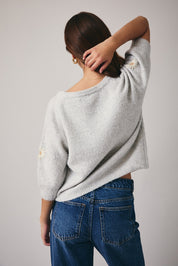 Bellis Daisy Knit Sweater - Heather Grey