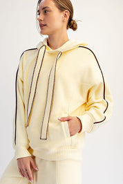 Benchside Contrast Piping Fleece Hoodie in Lemonilla Dark Cherry, photo 2