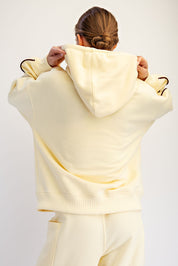 Benchside Contrast Piping Fleece Hoodie in Lemonilla Dark Cherry, photo 3