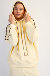 Benchside Contrast Piping Fleece Hoodie in Lemonilla Dark Cherry, photo 4