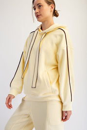 Benchside Contrast Piping Fleece Hoodie in Lemonilla Dark Cherry, photo 5