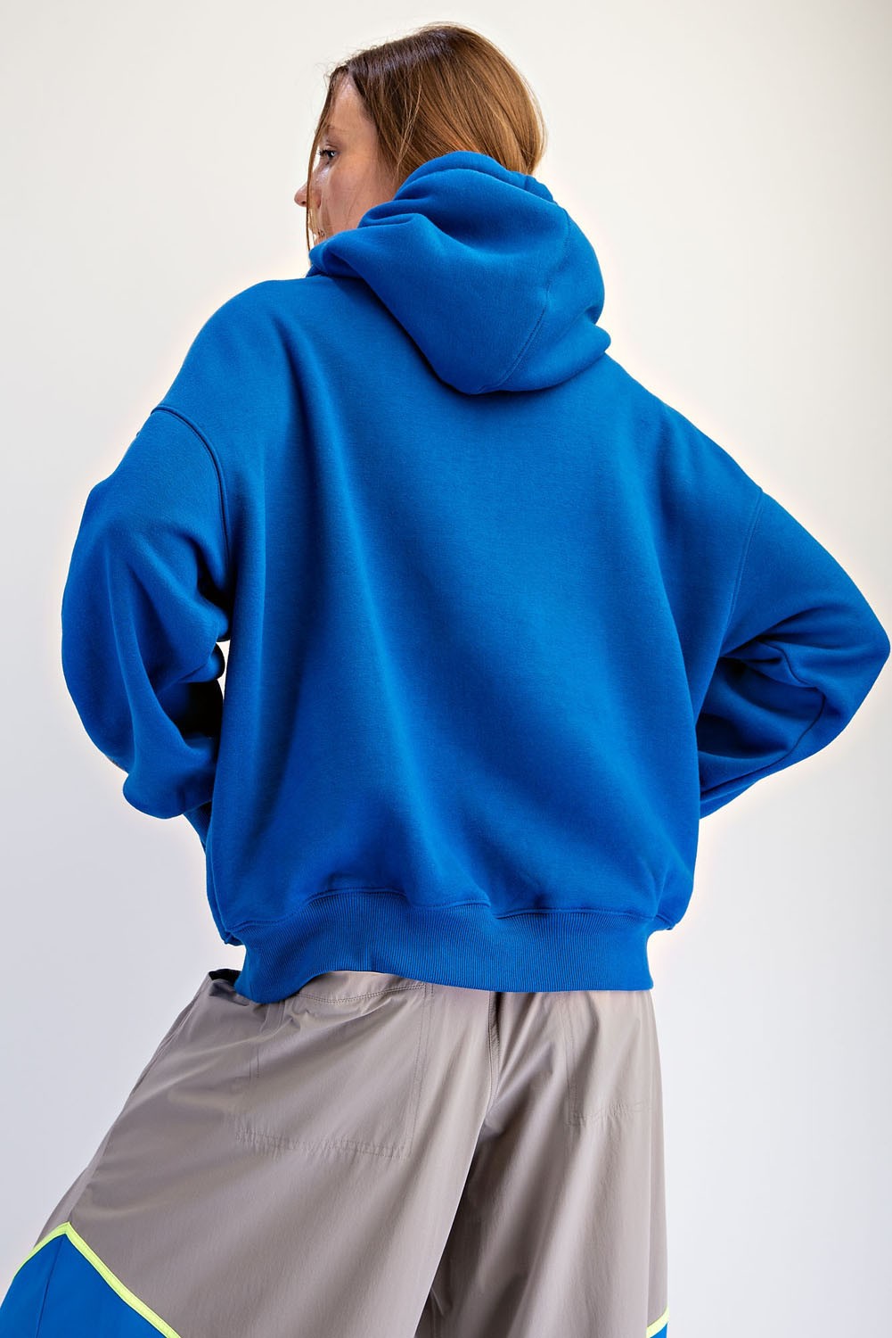 Benchside Contrast Piping Fleece Hoodie in True Blue Heather Grey, photo 2