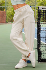 Benchside Seamed Fleece Jogger Pants in Bone, photo 1