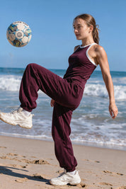 Benchside Seamed Fleece Jogger Pants in Dark Cherry, photo 4