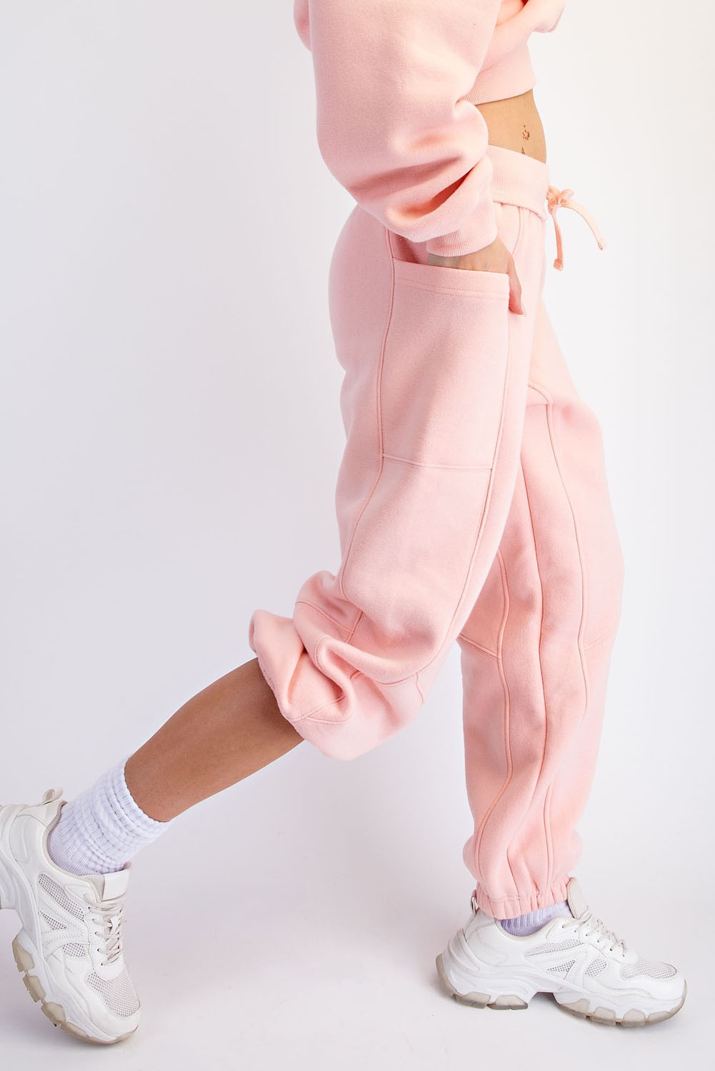Benchside Seamed Fleece Jogger Pants in Peach Pink, photo 2