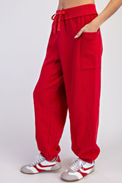 Benchside Seamed Fleece Jogger Pants in True Red, photo 2