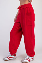 Benchside Seamed Fleece Jogger Pants in True Red, photo 5