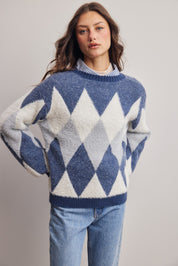 Berkeley Argyle Knit Sweater in Blue, photo 3