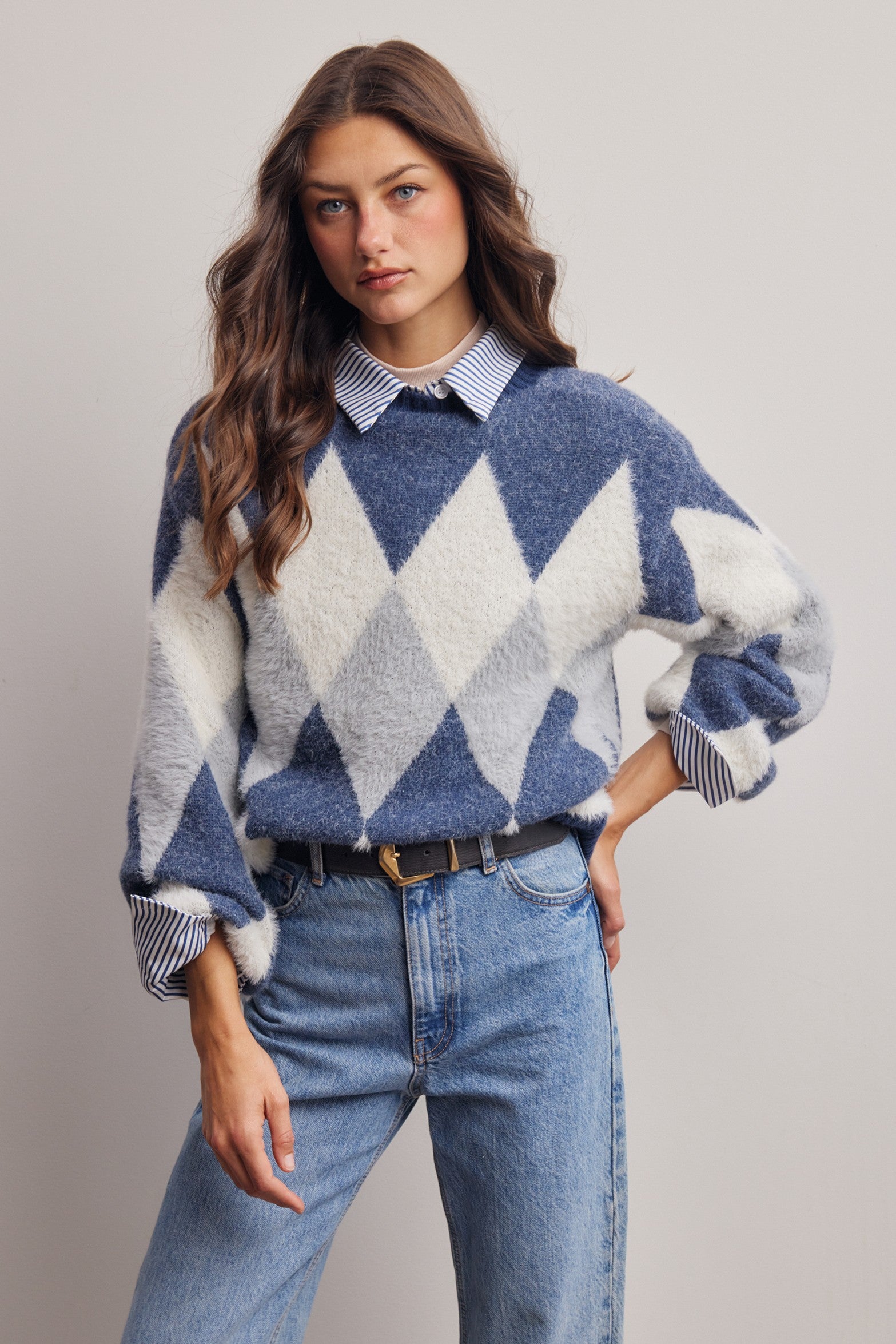 Berkeley Argyle Knit Sweater in Blue, photo 4