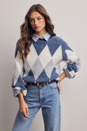 Berkeley Argyle Knit Sweater in Blue, photo 4