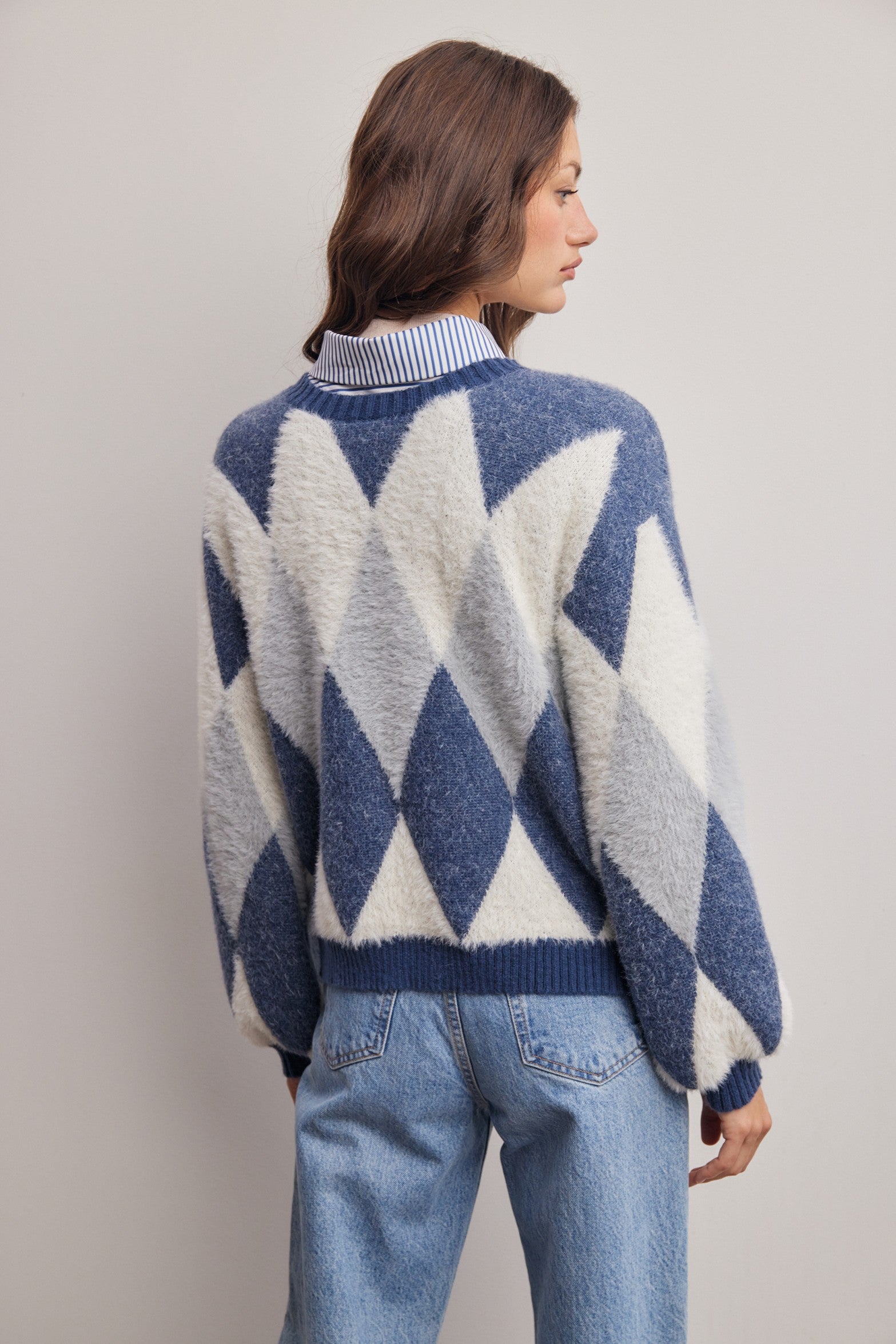 Berkeley Argyle Knit Sweater in Blue, photo 9