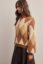 Berkeley Argyle Knit Sweater in Brown, photo 5