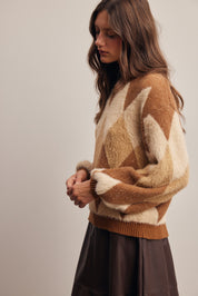 Berkeley Argyle Knit Sweater in Brown, photo 7