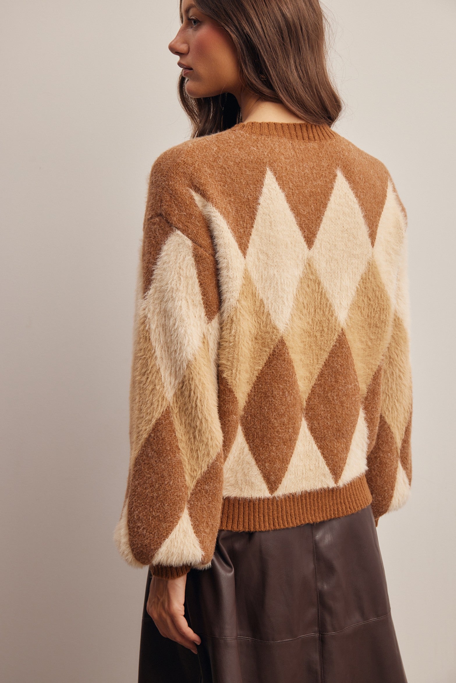 Berkeley Argyle Knit Sweater in Brown, photo 8