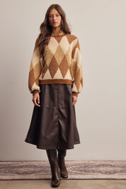 Berkeley Argyle Knit Sweater in Brown, photo 9