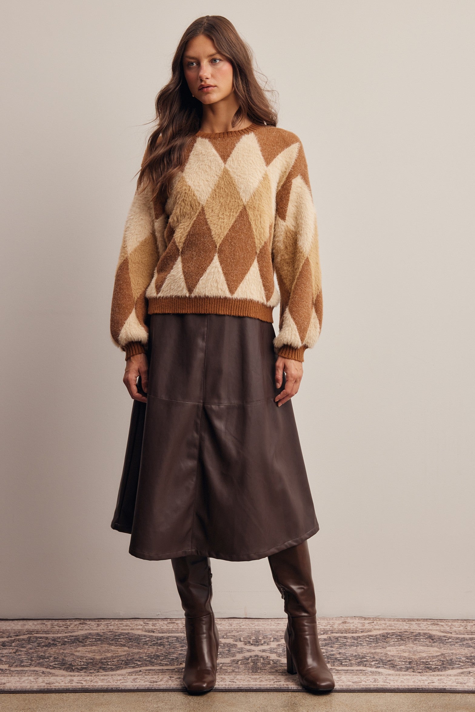 Berkeley Argyle Knit Sweater in Brown, photo 10