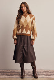 Berkeley Argyle Knit Sweater in Brown, photo 10