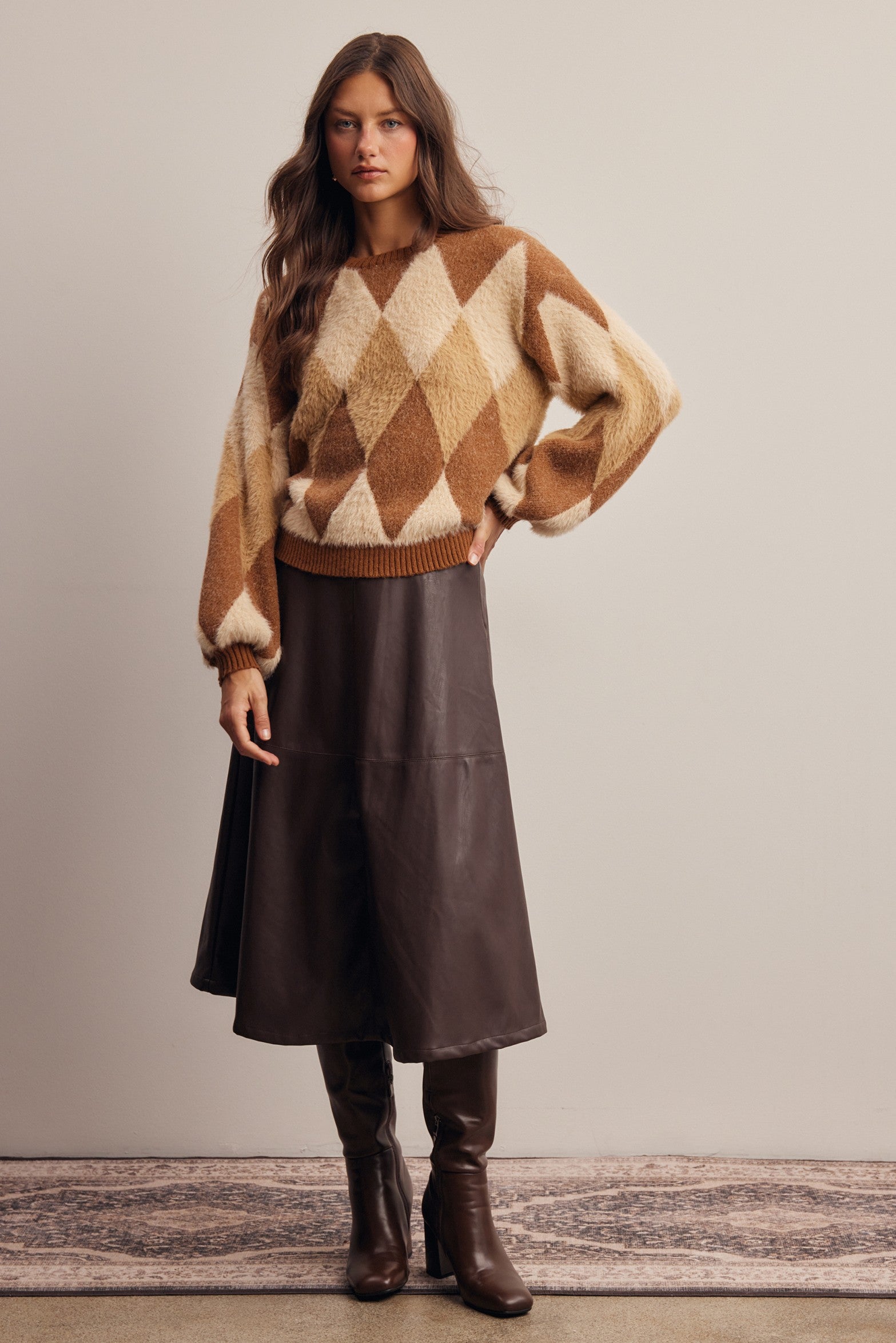 Berkeley Argyle Knit Sweater in Brown, photo 12