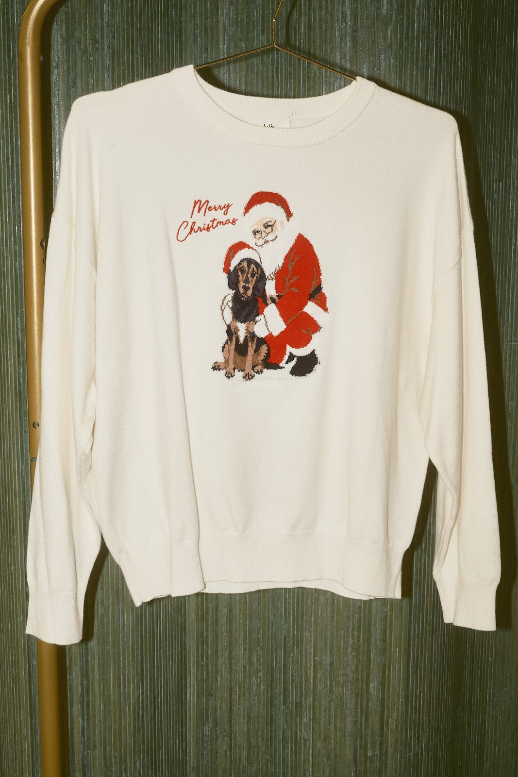 Best in Show Santa & Beagle Knit Sweater in White — product photo 05