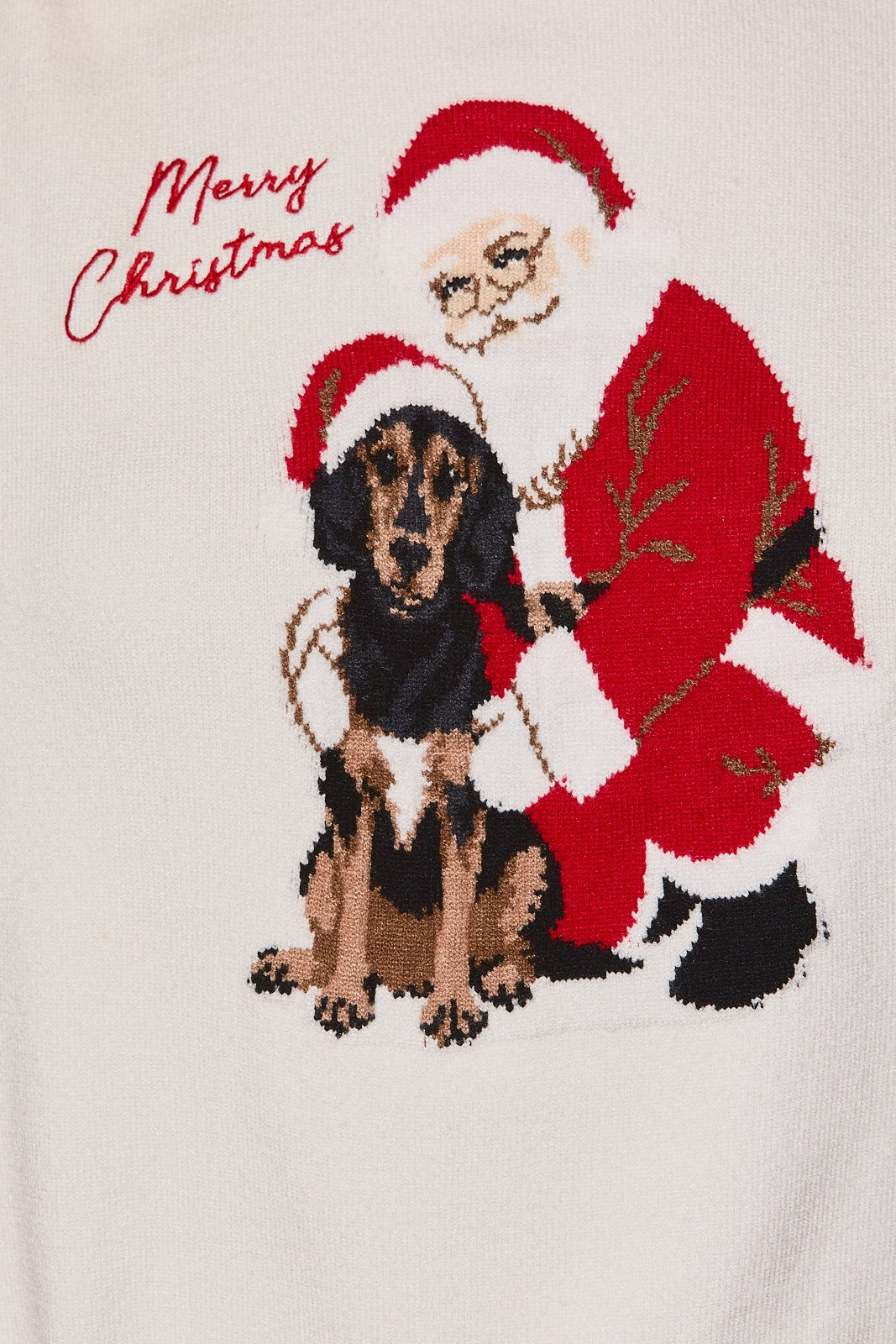 Best in Show Santa & Beagle Knit Sweater in White — product photo 07