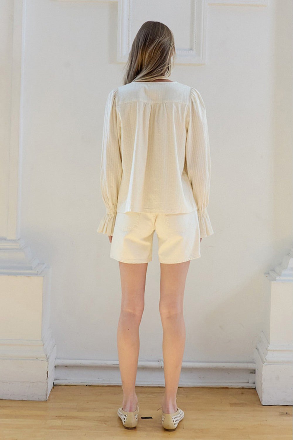 Beth Pintuck Lace Detail Button Blouse - Westly