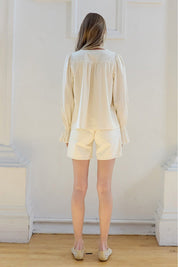 Beth Pintuck Lace Detail Button Blouse - Westly