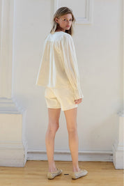 Beth Pintuck Lace Detail Button Blouse - Westly