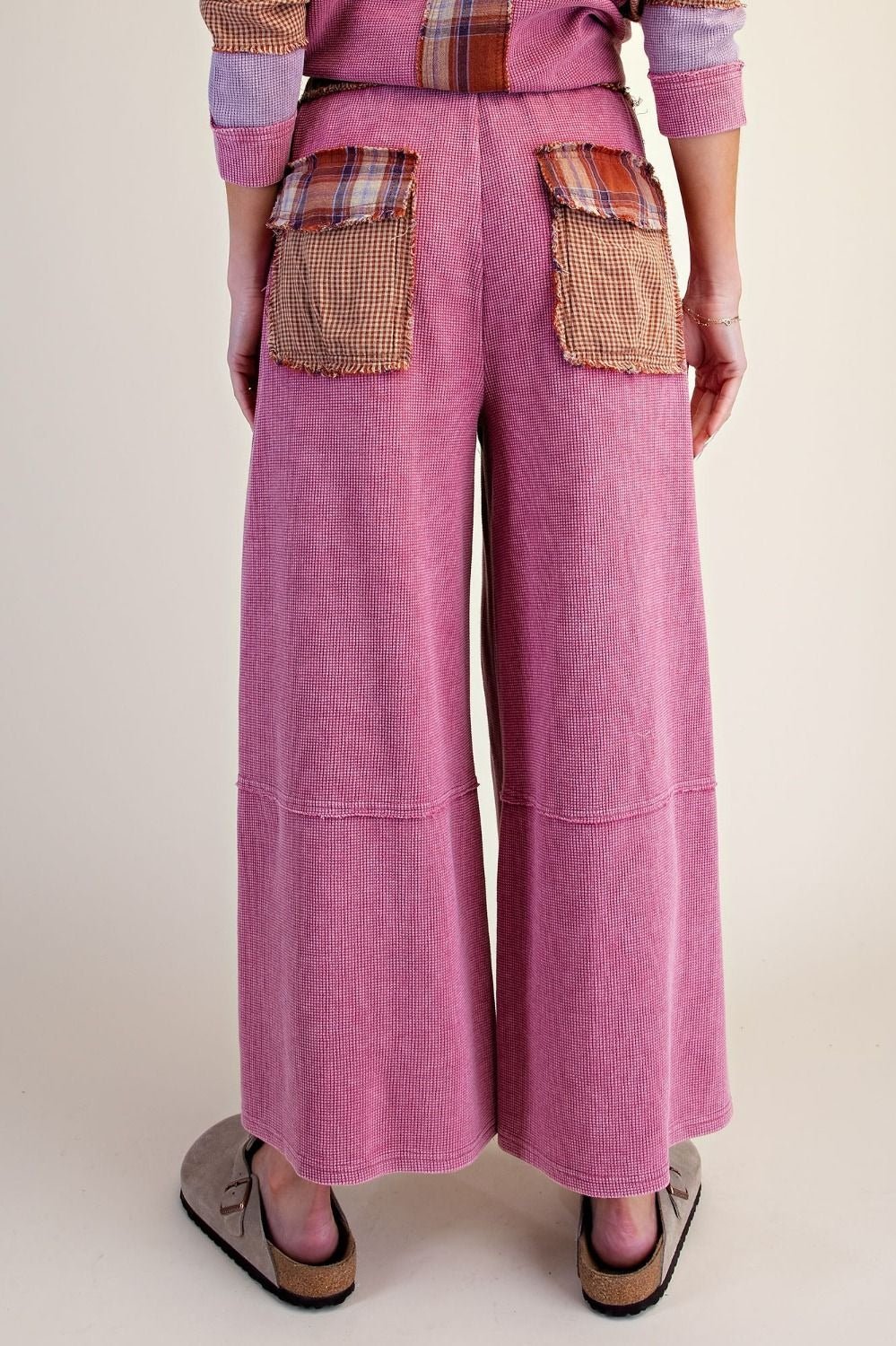Better Together Plaid Mix Washed Thermal Knit Pants - Westly