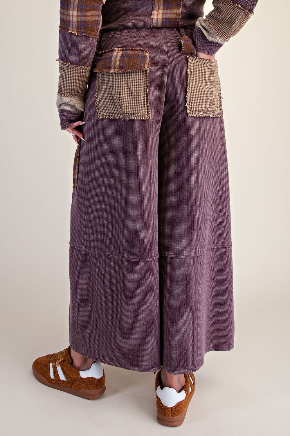 Better Together Plaid Mix Washed Thermal Knit Pants - Westly