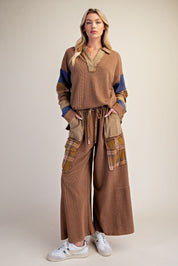 Better Together Plaid Mix Washed Thermal Knit Pants - Westly