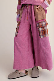 Better Together Plaid Mix Washed Thermal Knit Pants - Westly