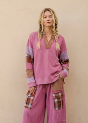 Better Together Plaid Mix Washed Thermal Knit Top - Westly