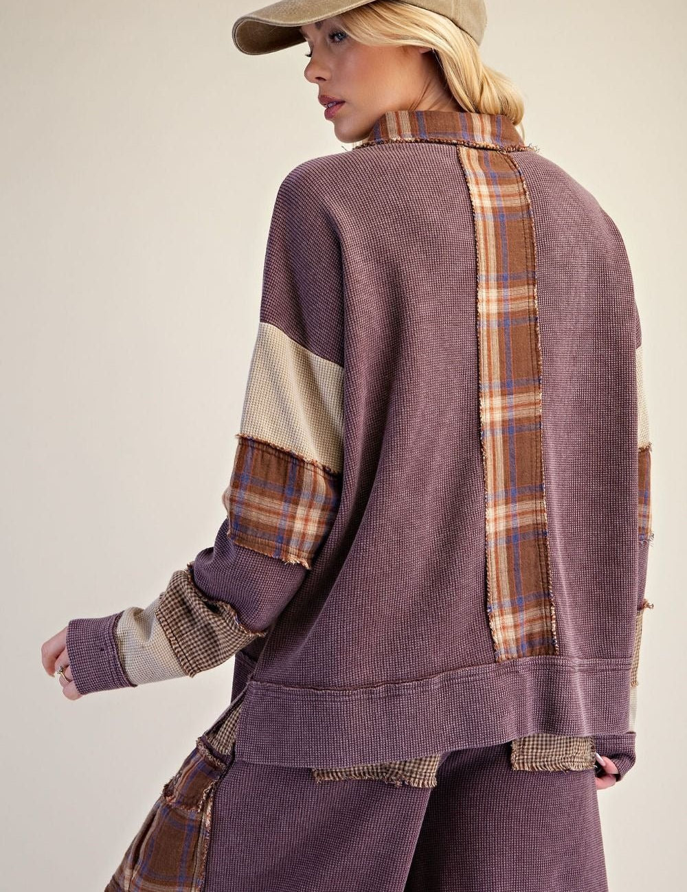 Better Together Plaid Mix Washed Thermal Knit Top - Westly