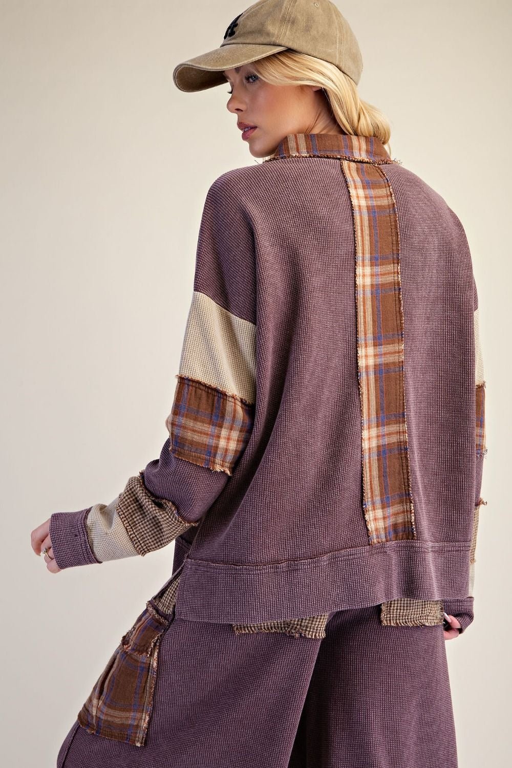 Better Together Plaid Mix Washed Thermal Knit Top - Westly